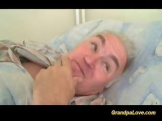 Grandpa diva fucking a nice brunette nurse giving blowjob