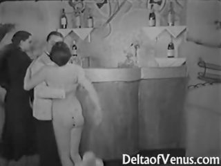 Antigo xxx vídeo 1930s - duas raparigas e um gajo sexo a três - nudismo barra